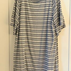 Ruby Rd. Blue and White Striped Knit Dress